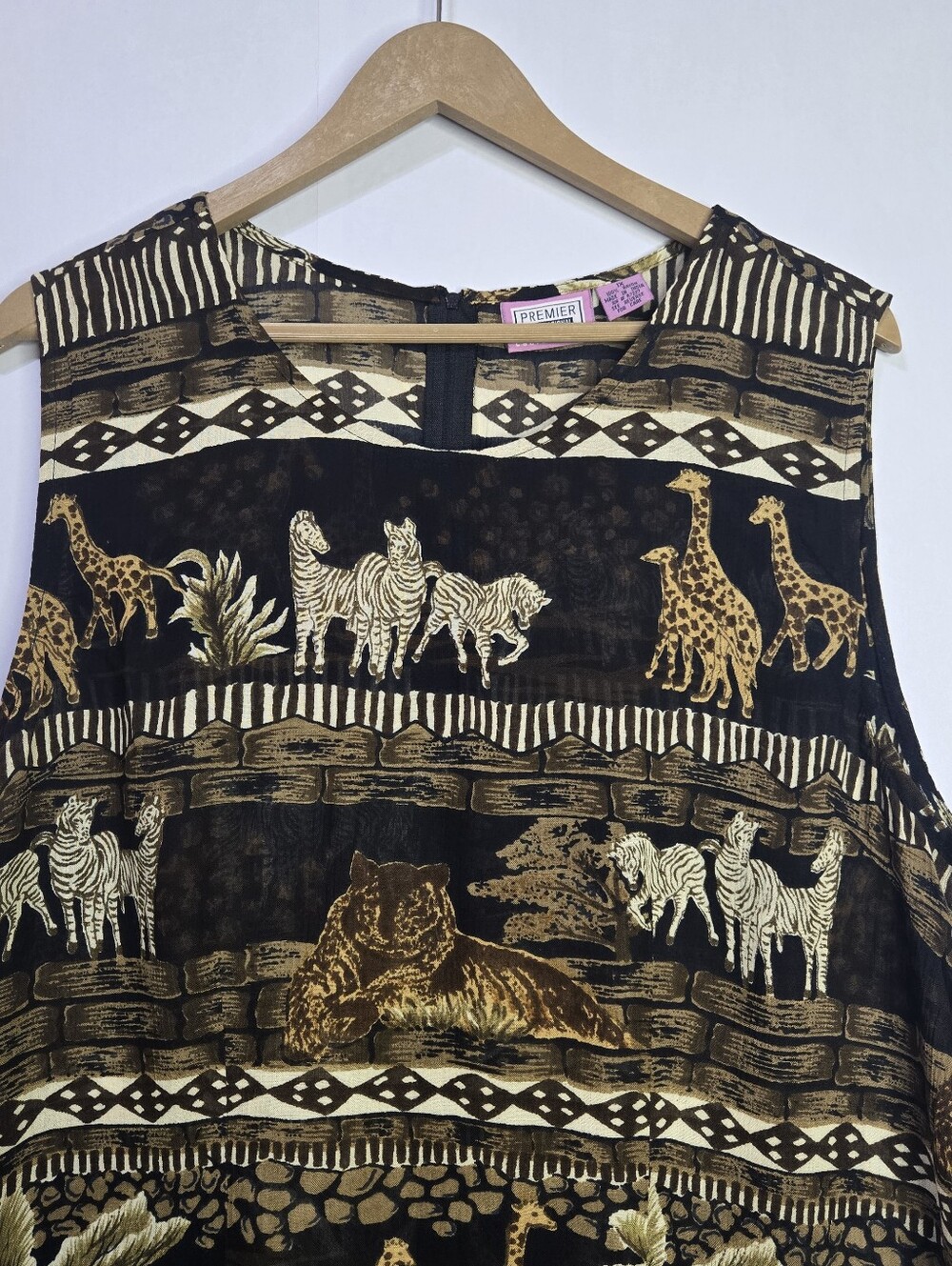 Premier Intern'l Size XL Sleeveless Animal Print maxi dress, Zipper & Slit Back - Picture 4 of 8